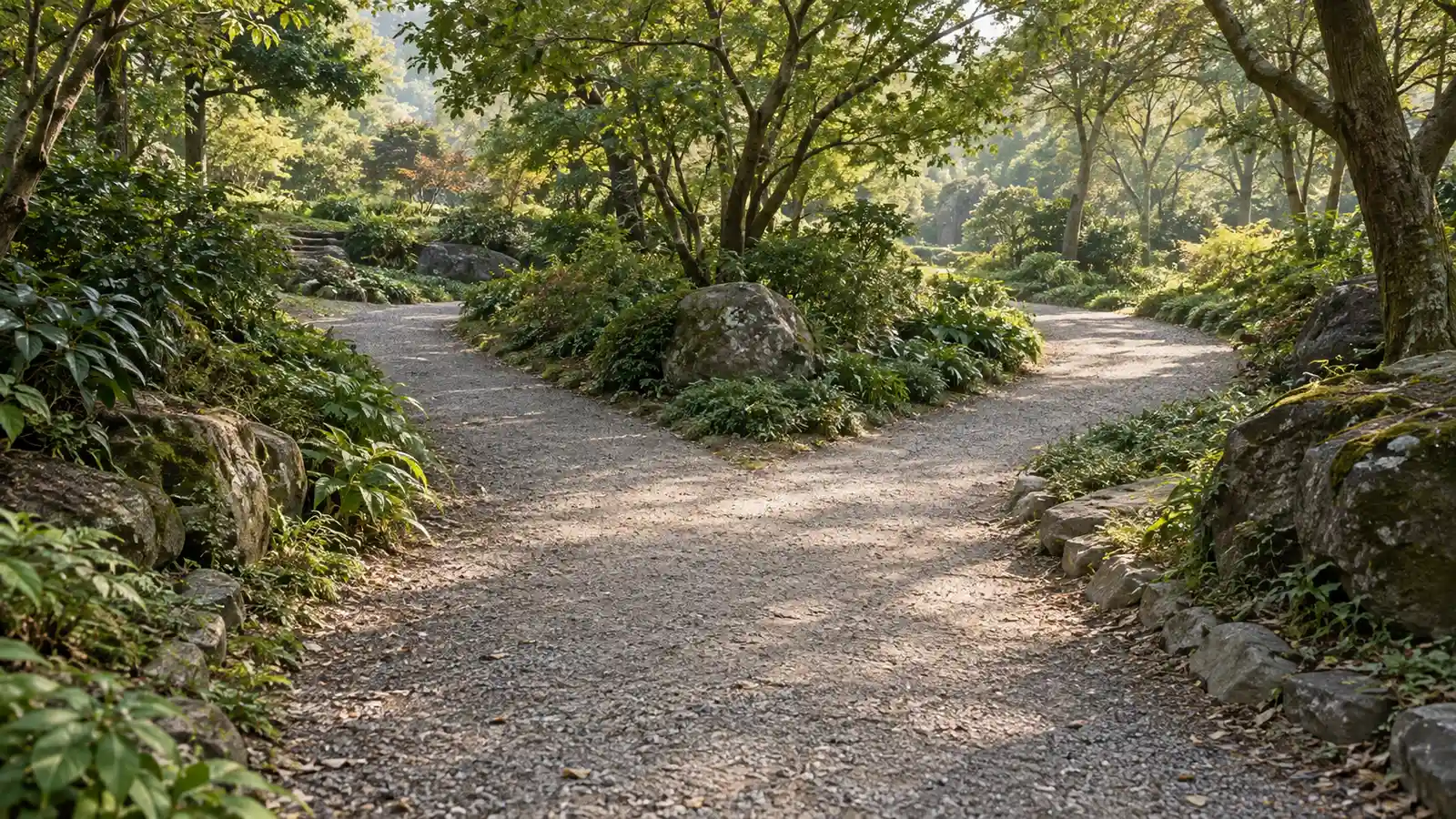 花園小徑在前方分成兩條岔路